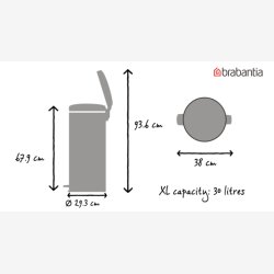 Brabantia Pedalspand newIcon 30 Liter Inderspand I Metal - Hvid 114748