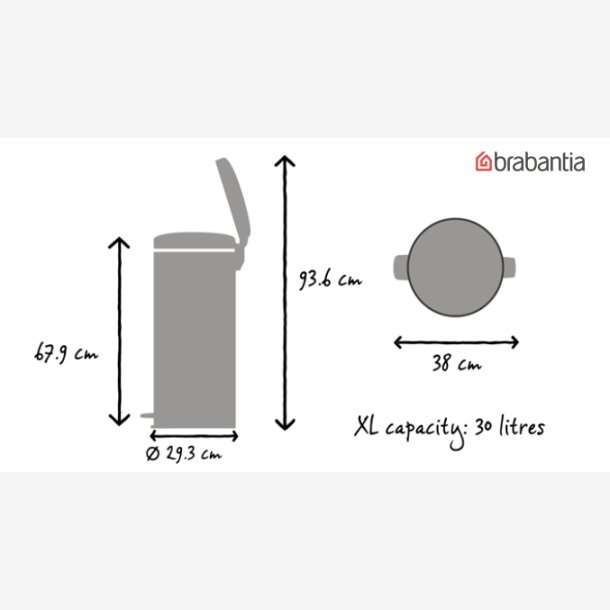 Brabantia Pedalspand newIcon 30 Liter Inderspand I Metal - Hvid 114748