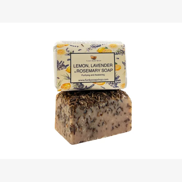 Funky Soap Shop Lavender, Lemon &amp; Rosemary S�bebar - Ansigt / Krop (120 g)