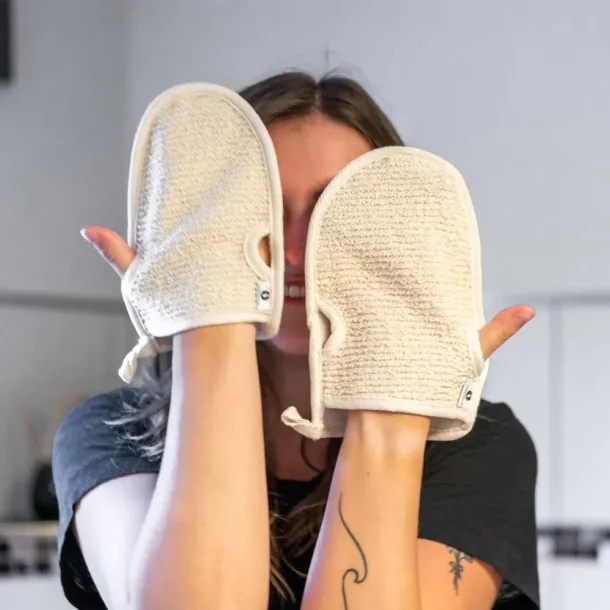 Chinchilla Peelinghandsker i Hamp og Bomuld - 2 stk.