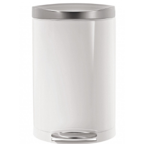 Simplehuman Halvrund Pedalspand 10L, Enkelt Rum, Hvidt Stl