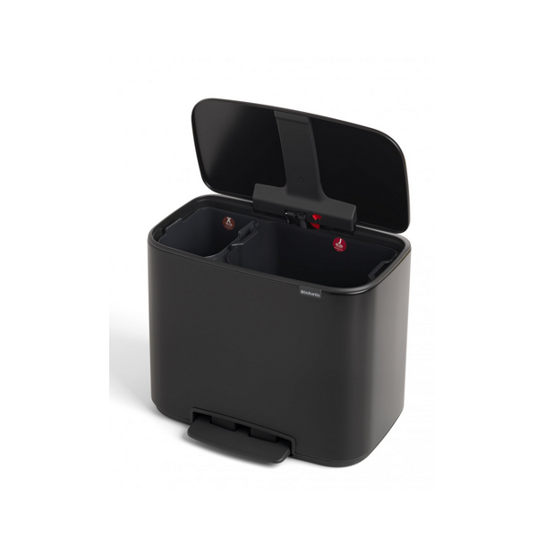 Brabantia Bo Pedalspand - Mat Sort - 11 + 23 ltr.