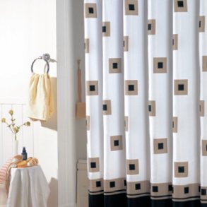 MSV Polyester Bruseforhng 180 x 200 cm - Brun / Sort Firkanter