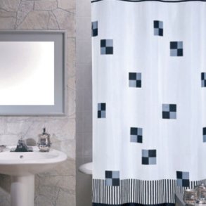 MSV Polyester Bruseforhng 180 x 200cm Sort Og Gr Firkanter