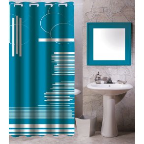 MSV Polyester Bruseforhng 180 x 200cm Blue Graphic