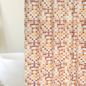 MSV Polyester Badeforhng 180 x 200cm Mosaico Beige Brick