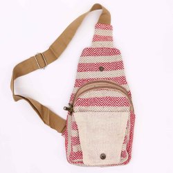 Body Cross Taske Natural Cotton - Tan &amp; Pink