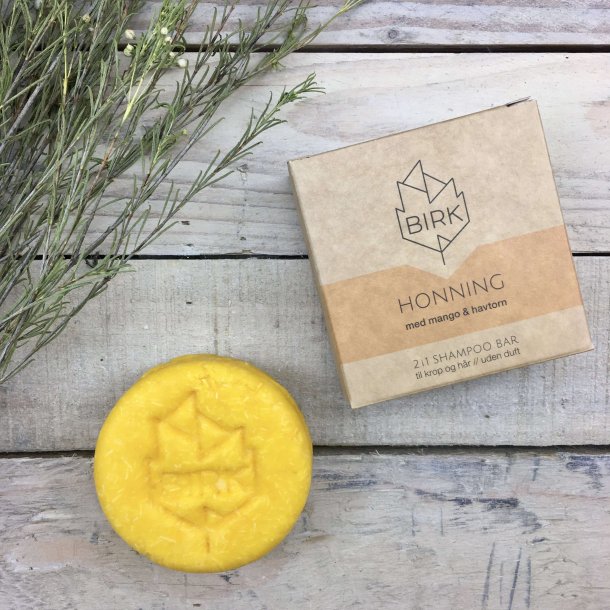 Birk - 2-i-1 Shampoo og Krops Bar Honning - uden duft (85 g)