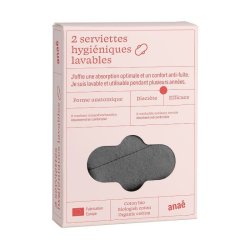 Anae - �kologiske Genanvendelige Stofbind - M�rkegr� 2 stk (Heavy Flow)