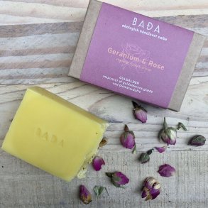 Bada - Økologisk Sæbebar til Ansigt/Hænder/Krop med Geranium & Rose (100 g)