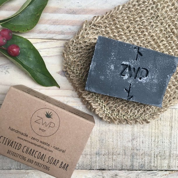 Zero Waste Path - Activated Charcoal Soap Bar til Uren Hud til Ansigt/Hnder/Krop (100 g)