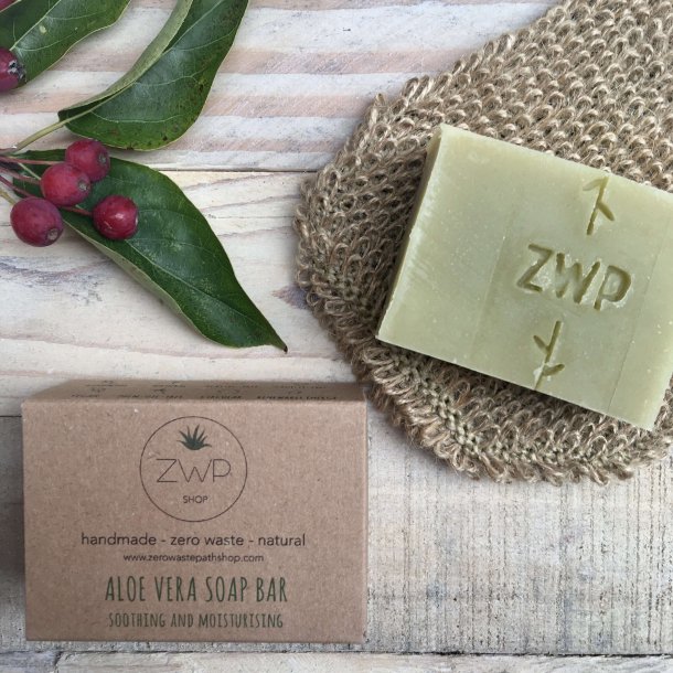 Zero Waste Path - Aloe Vera Soap Bar til Sensitiv Hud til Ansigt/Hnder/Krop (100 g)