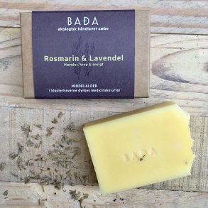 Bada - Økologisk Sæbebar til Ansigt/Hænder/Krop med Rosmarin & Lavendel (100 g)