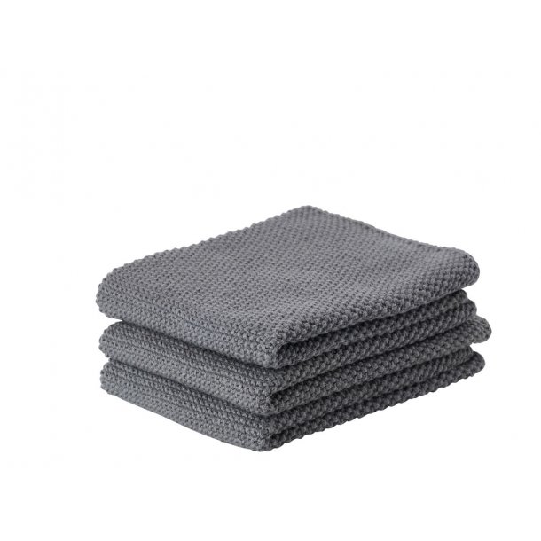 Zone Karklud 27 x 27 cm st af 3 Grey - 100% bomuld