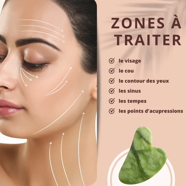 Sun &amp; Sia Gr�n Jade Massagesten - Gua Sha Ansigtsmassager