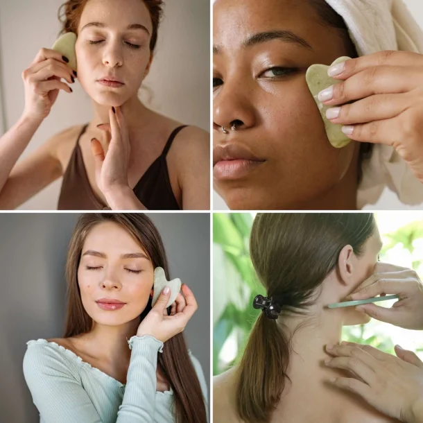 Sun &amp; Sia Gr�n Jade Massagesten - Gua Sha Ansigtsmassager