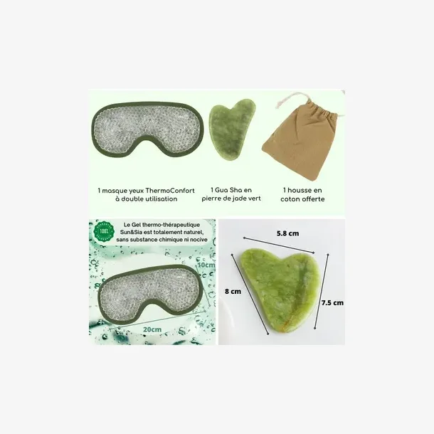 Sun &amp; Sia Gr�n Jade Gua Sha Kit + Varm/Kold Afslapningsmaske