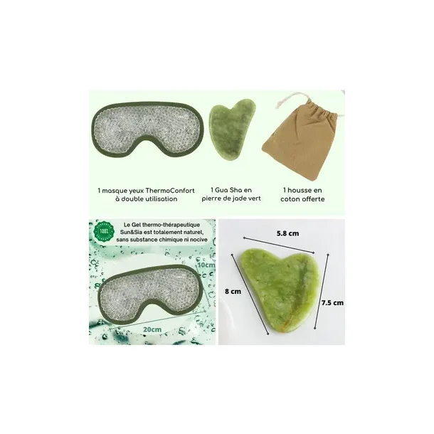 Sun &amp; Sia Gr�n Jade Gua Sha Kit + Varm/Kold Afslapningsmaske