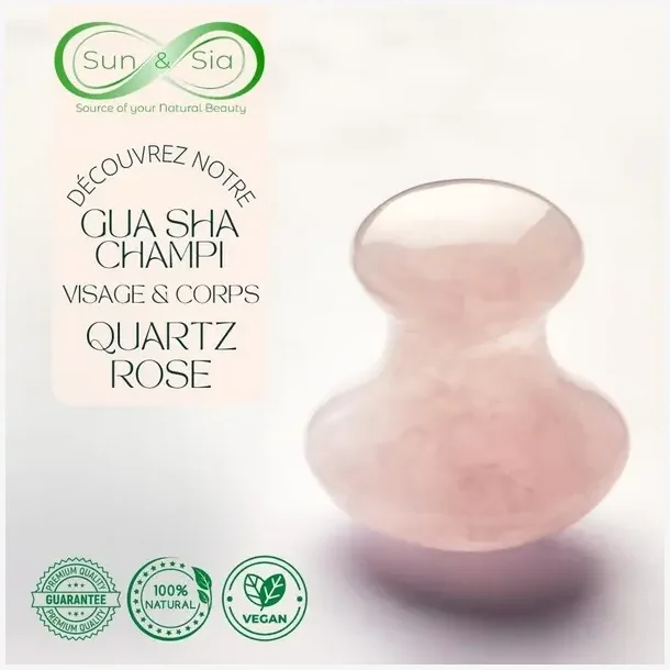 Sun &amp; Sia Rosenkvarts Champi Gua Sha i Mushroom Form