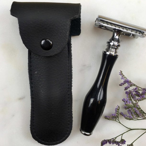 Safety Razor Classic Crome &amp; Black Handle med Hylster