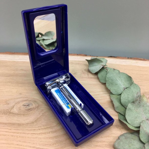 Shaving Factory - Safety Razor med Rejseetui og 10 stk Barberblade