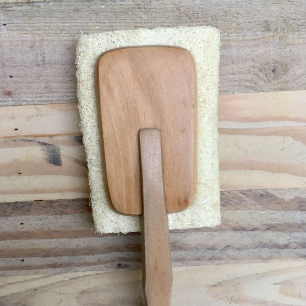 Badebrste i Tr med Naturlig Loofah Svamp