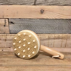 C&D - Massage Badebrste i Tr med Kort Skaft