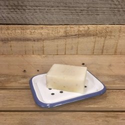 Sbeskl i Emalje - Hvid med Bl Kant