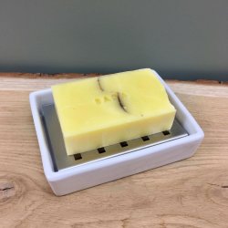 Keramik Sbeskl med Stlrist - Hvid