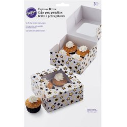 Wilton Cupcake Boks - hvid med stjerner 3 stk