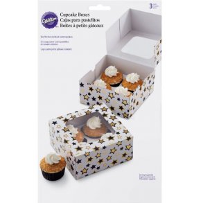 Wilton Cupcake Boks - hvid med stjerner 3 stk