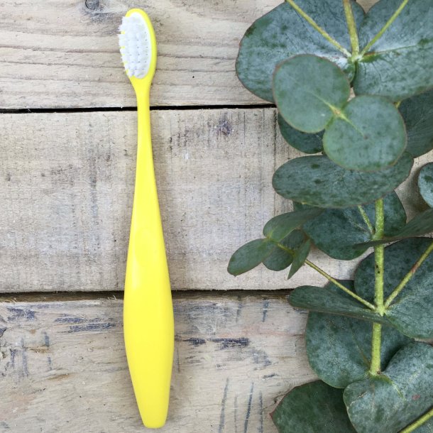 Caliquo - Tandbrste til Brn i Bioplast med Udskifteligt Hoved - Gul - Soft