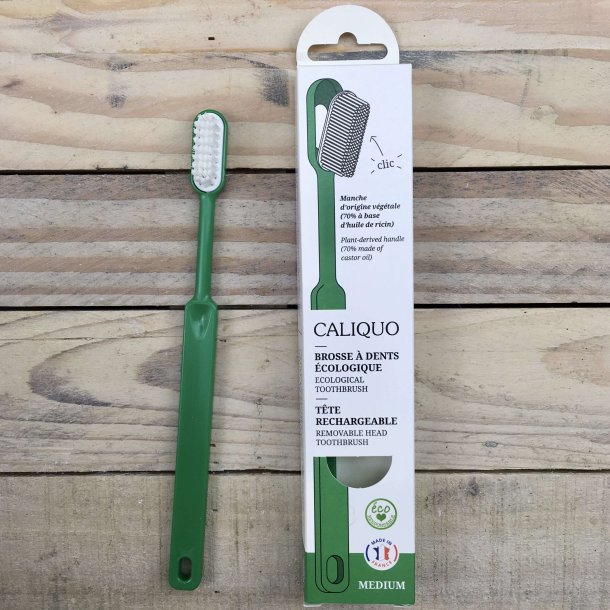 Caliquo - Tandb�rste i Bioplast med Udskifteligt Hoved - Bl� - Medium