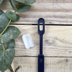 Caliquo - Tandbrste i Bioplast med Udskifteligt Hoved - Marinebl - Medium