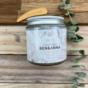 Ben & Anna Tandpasta i glas White uden fluoride 100 ml.