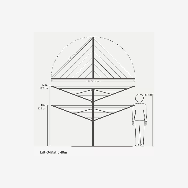 Brabantia Lift-o-matic T�rrestativ Med Jordspyd - 40 Meter T�rreplads