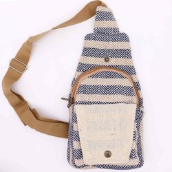Body Cross Taske Natural Cotton - Tan &amp; Navy