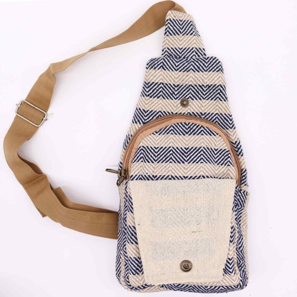Body Cross Taske Natural Cotton - Tan &amp; Navy