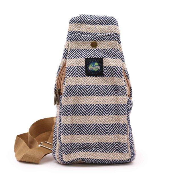 Body Cross Taske Natural Cotton - Tan &amp; Navy