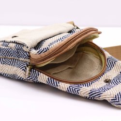 Body Cross Taske Natural Cotton - Tan &amp; Navy