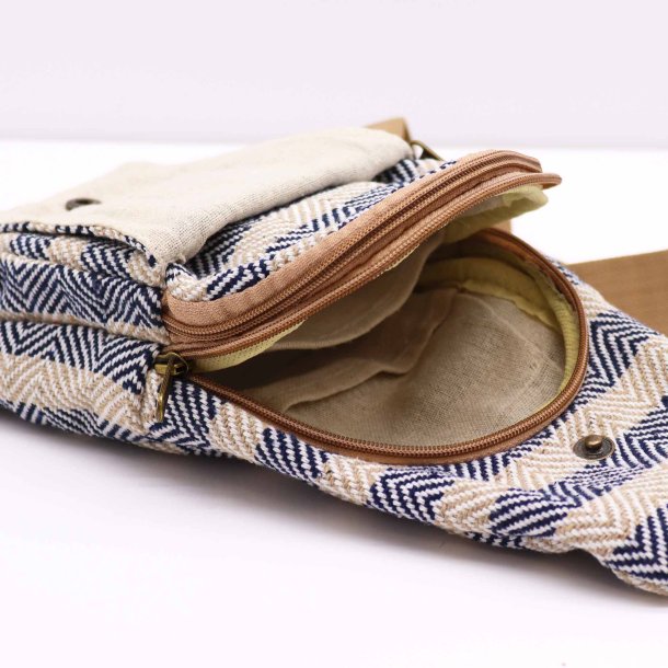 Body Cross Taske Natural Cotton - Tan &amp; Navy