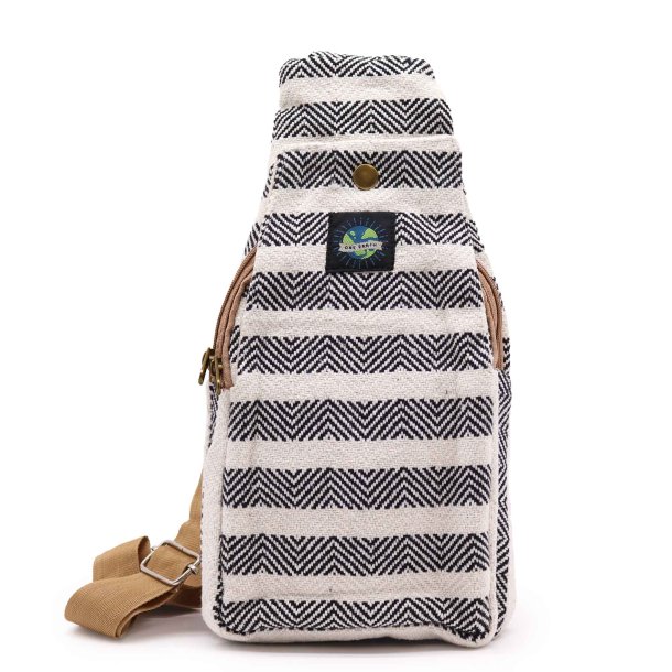 Body Cross Taske Natural Cotton - Sort &amp; Hvid