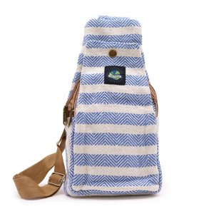 Body Cross Taske Natural Cotton - Bl� & Hvid