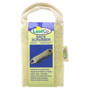 LoofCo Rygskrubber i Natur Loofah med To Hndtag - Hvid