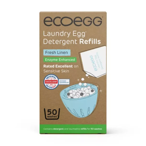 Ecoegg - Refill Piller til Vaske�g - med Frisk Linned Duft (50 vaske) Med Forst�rket Enzymer