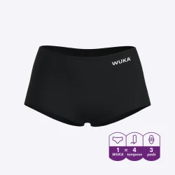 WUKA Menstruationsboxer Shorts - Seamless Brief - Heavy Flow - Sort