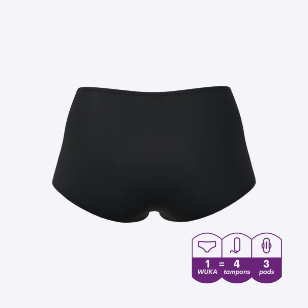 WUKA Menstruationsboxer Shorts - Seamless Brief - Heavy Flow - Sort