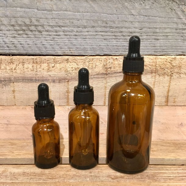 Amber Glasflaske m. Pipette (30 ml)