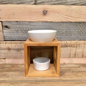 Oliebr�nder Bambus & Hvid Keramik