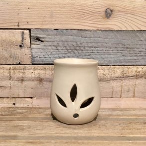 Stor Keramik Oliebrnder med Blade - Sandfarvet